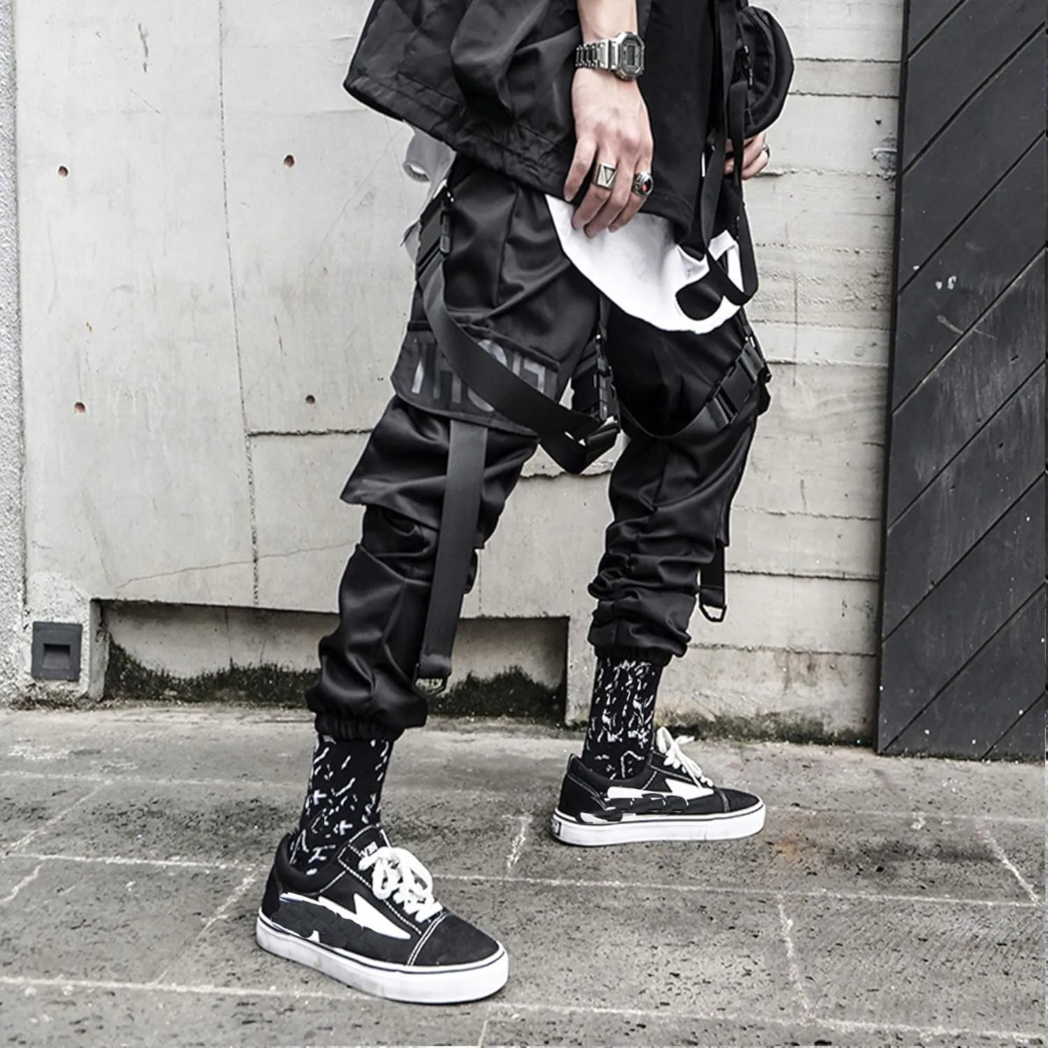 XYXIONGMAO Men's Techwear Clothing Hip Hop Pants Black Streetwear Gothic Sweatpants Tactical Cargo Pants for Men