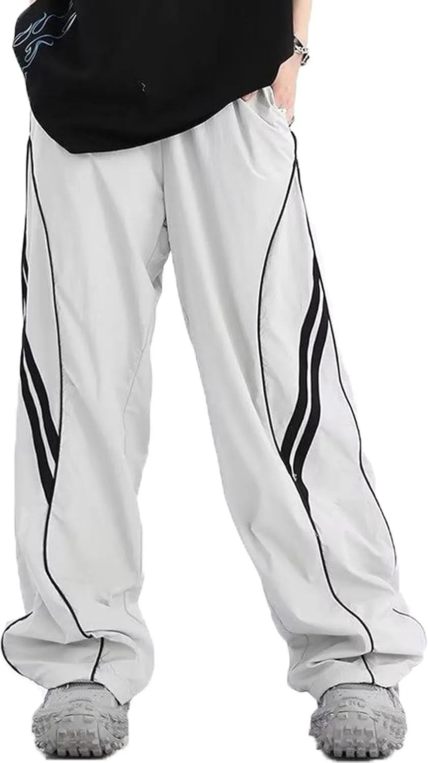 Y2k Wide Leg Sweatpants Baggy Pants Men Track Pants Vintage Parachute Pants Hip Hop Oversized Streetwear