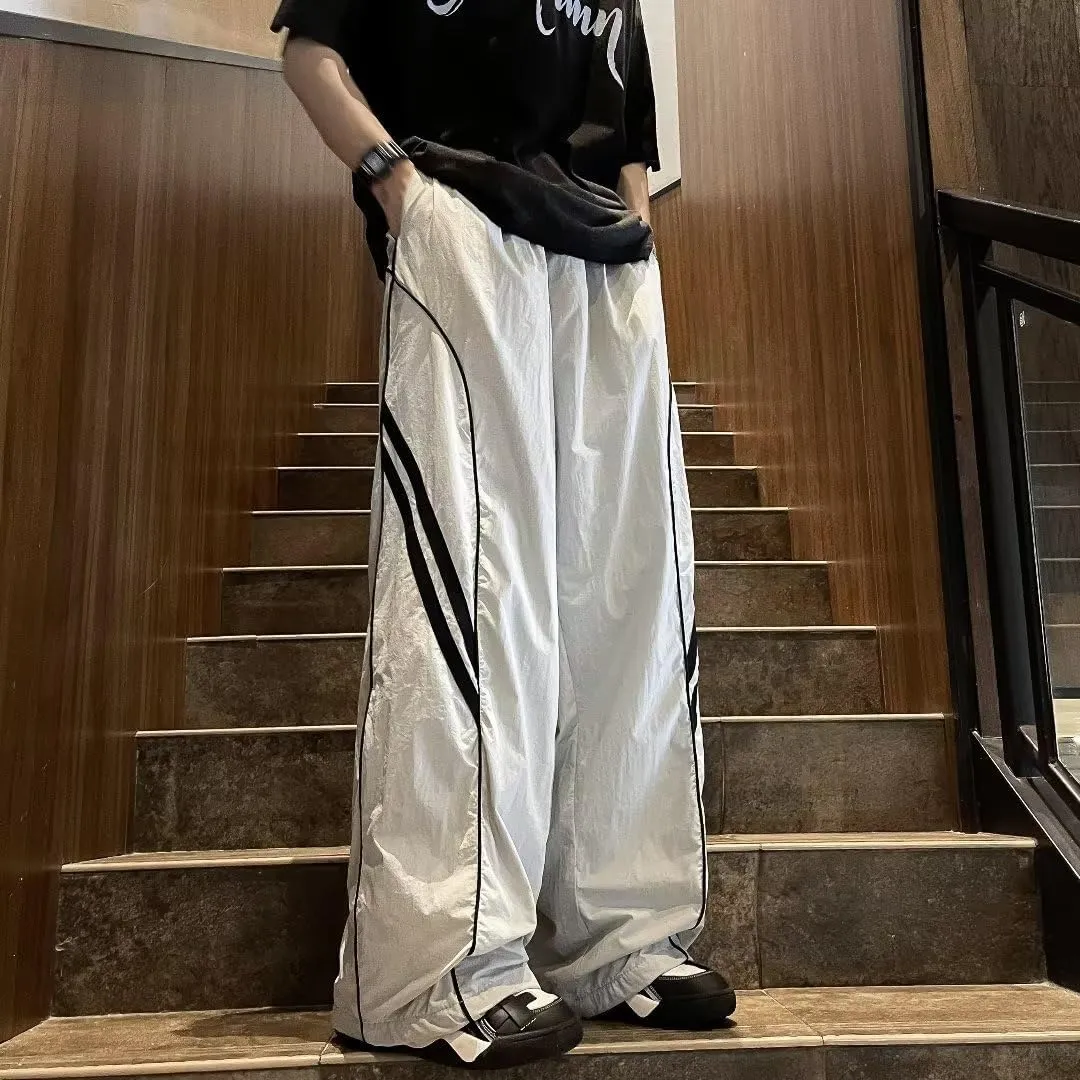 Y2k Wide Leg Sweatpants Baggy Pants Men Track Pants Vintage Parachute Pants Hip Hop Oversized Streetwear