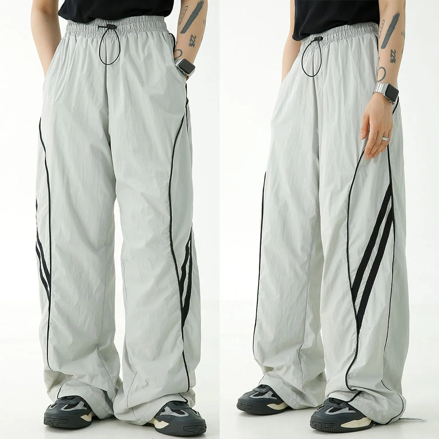 Y2k Wide Leg Sweatpants Baggy Pants Men Track Pants Vintage Parachute Pants Hip Hop Oversized Streetwear