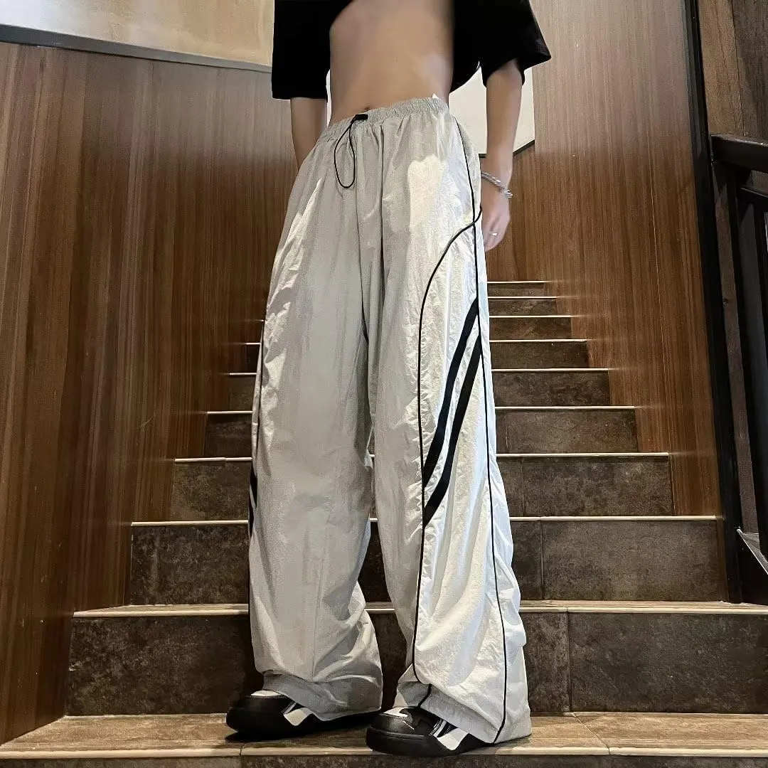 Y2k Wide Leg Sweatpants Baggy Pants Men Track Pants Vintage Parachute Pants Hip Hop Oversized Streetwear