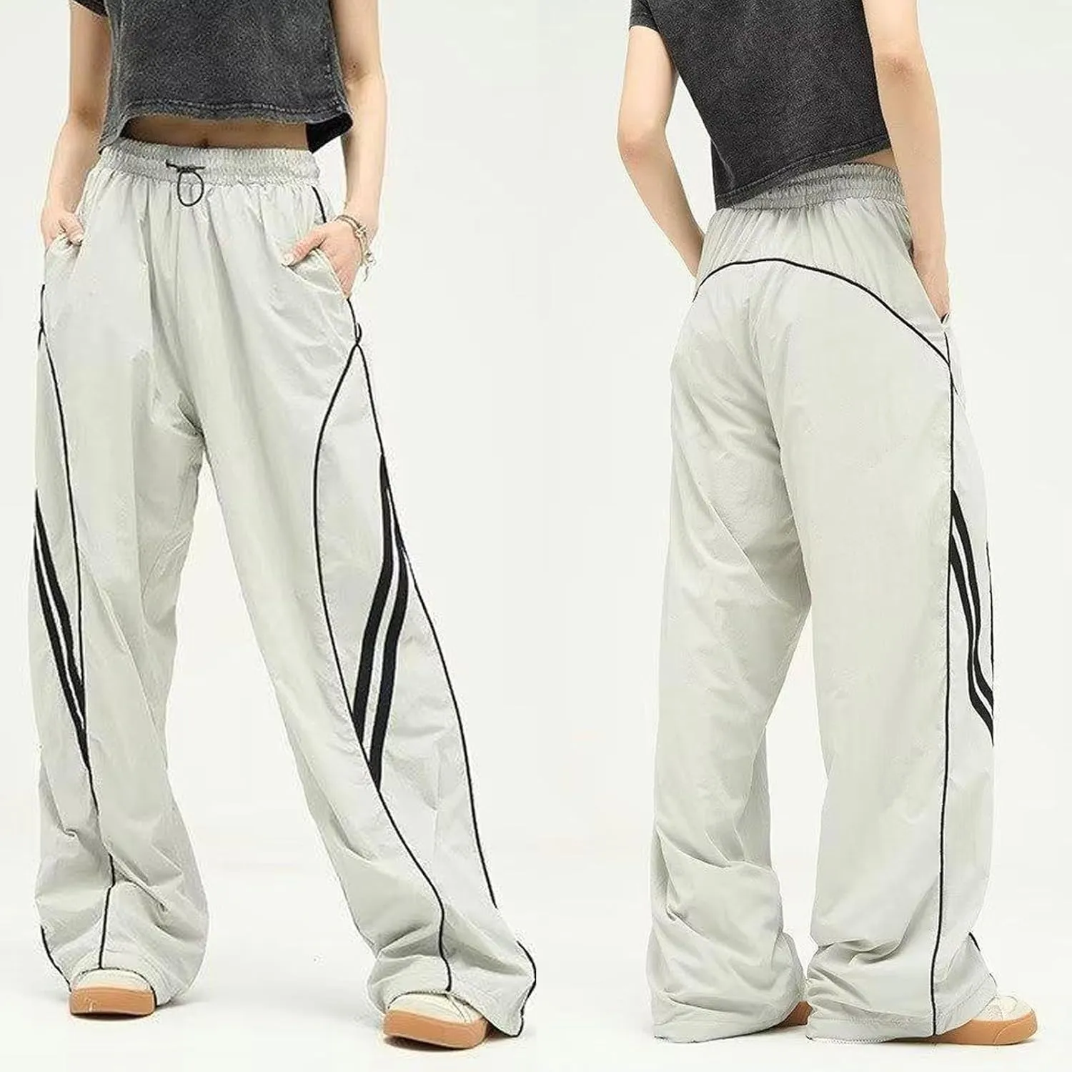 Y2k Wide Leg Sweatpants Baggy Pants Men Track Pants Vintage Parachute Pants Hip Hop Oversized Streetwear
