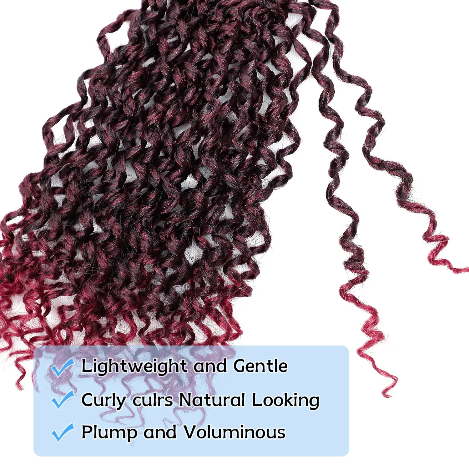 Yanky Twist Crochet Hair 8 Inch Pre Looped Curly Ends Burgundy Passion Twist & Mini Twist Styles 7 Packs Synthetic Hair Extensions for Women, 1B/Bug