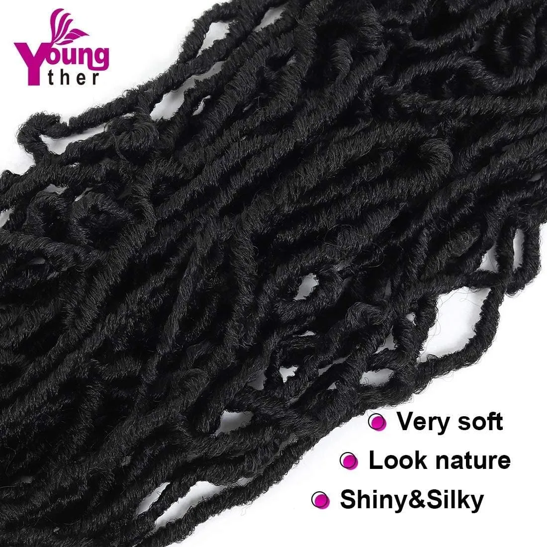 Youngther 24 Inch New Faux Locs Crochet Hair 6Pscks 84 stands Extensible New Goddess Soft Locs Crochet Hair Pre Looped Synthetic Crochet Braiding Hair for Black Women(24inch,6packs,1B)