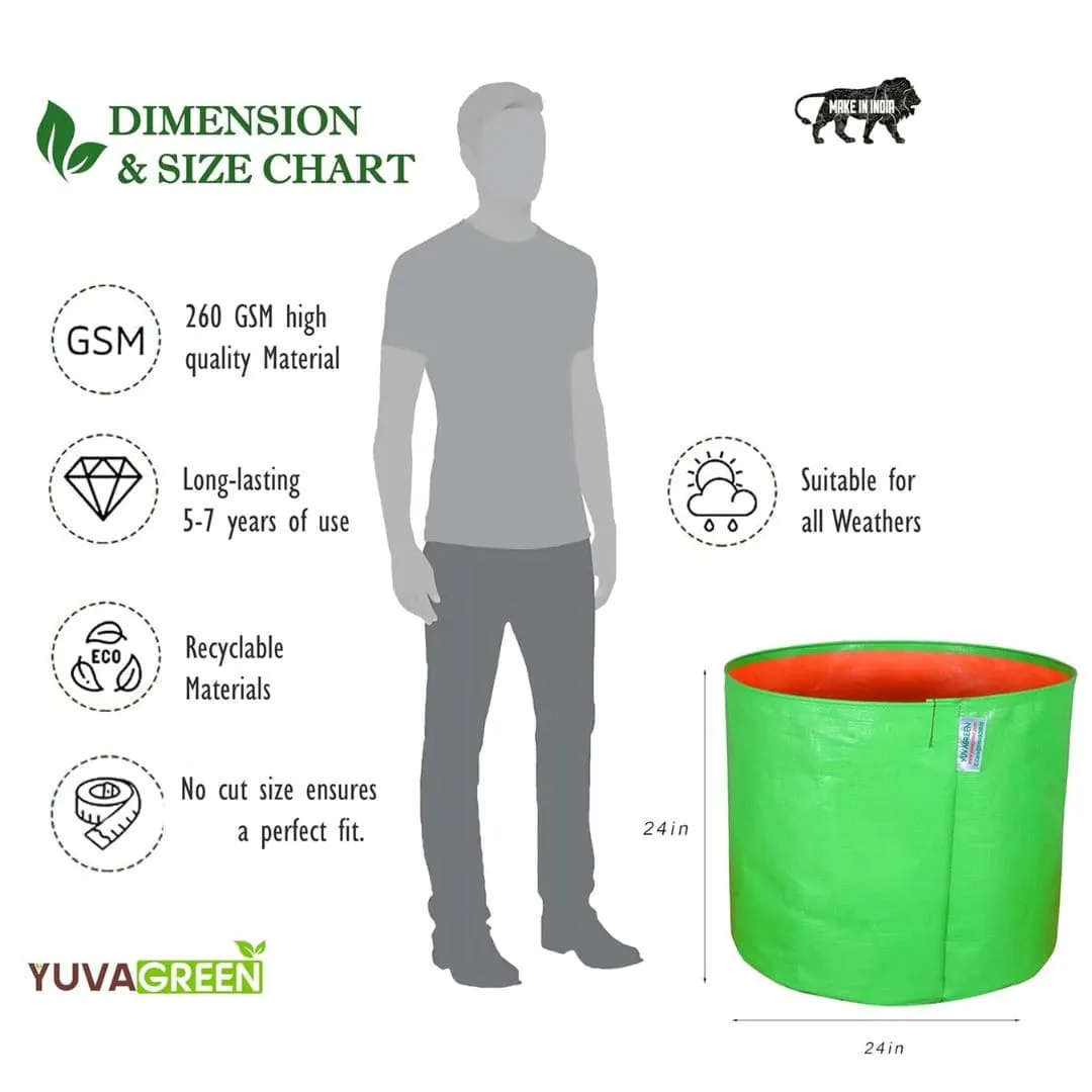 YUVAGREEN Heavy Duty Terrace Gardening Leafy Vegetable Green Grow Bag (24" x 24") - (Pack of 5)