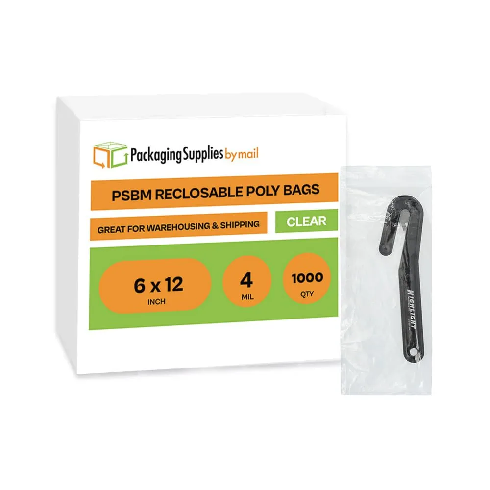 Zipper Bags 6" x 12" 4 Mil Clear Heavy Duty Baggies 6x12 Resealable Poly Bags 1000 Count