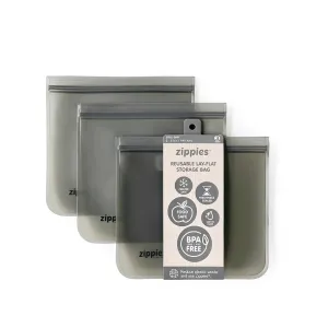 Zippies Steel Grey Lay-Flat Reusable Bags