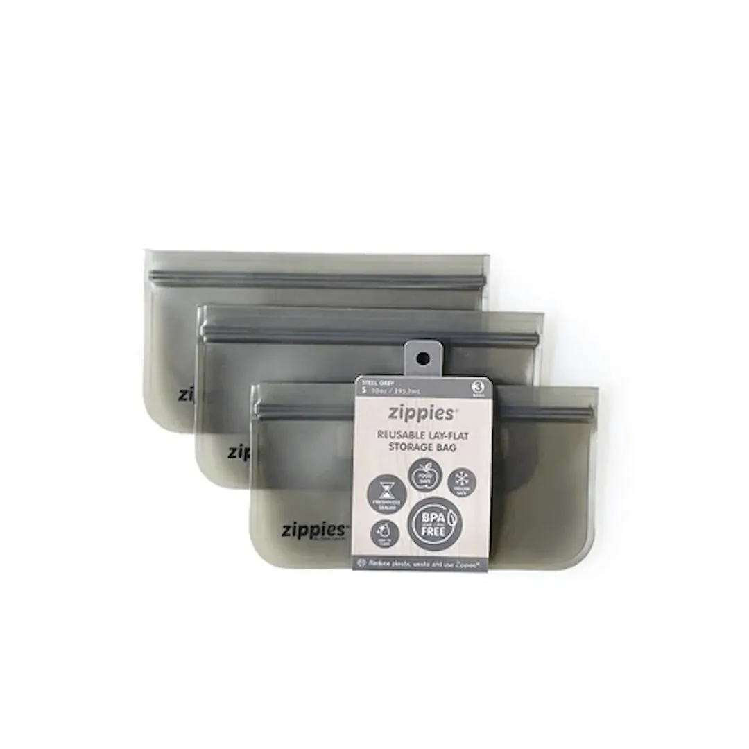 Zippies Steel Grey Lay-Flat Reusable Bags
