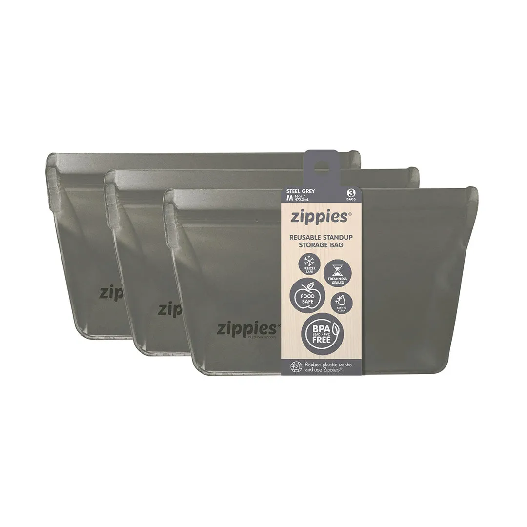 Zippies Steel Grey Reusable Bags