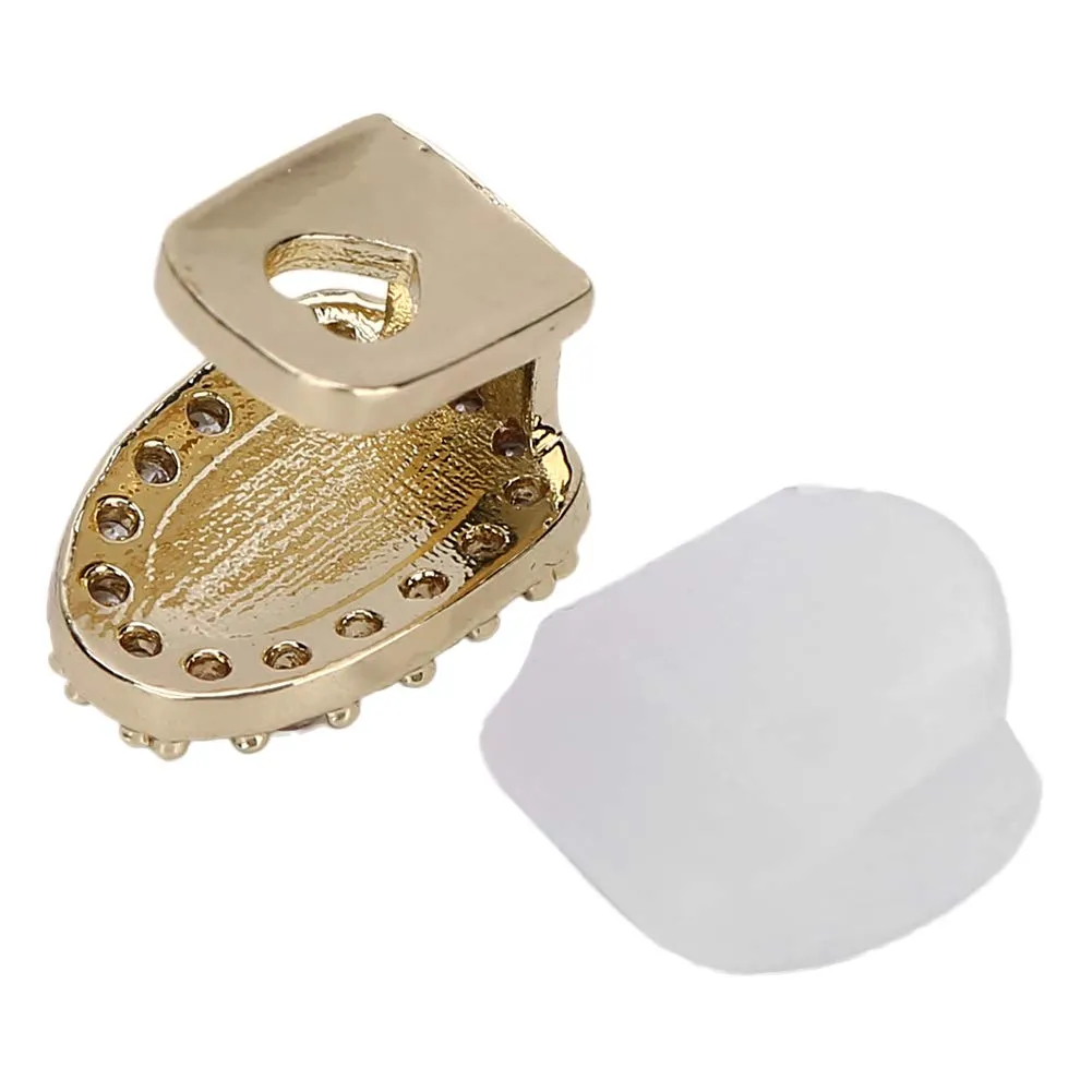 ZJchao Single Tooth Grillz, Hip Hop Teeth Decoration, Single Tooth Gorgeous Teeth Accessory Decoration for Halloween Party Hip Hop Show(Single door in gold)