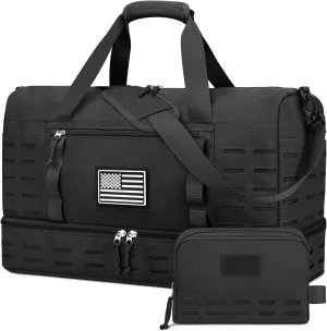ZOMFELT Travel Bag for Men, Tactical Gym Duffle Bag with Shoe Compartment & Toiletry Bag