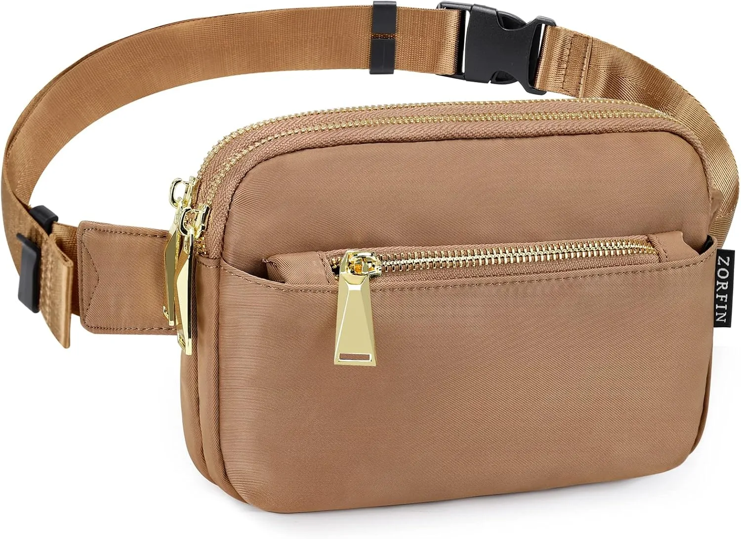 ZORFIN Fanny Packs for Women Men: Crossbody Belt Bag with Adjustable Strap - Fashion Waist Packs for Workout Running Traveling Hiking Brown