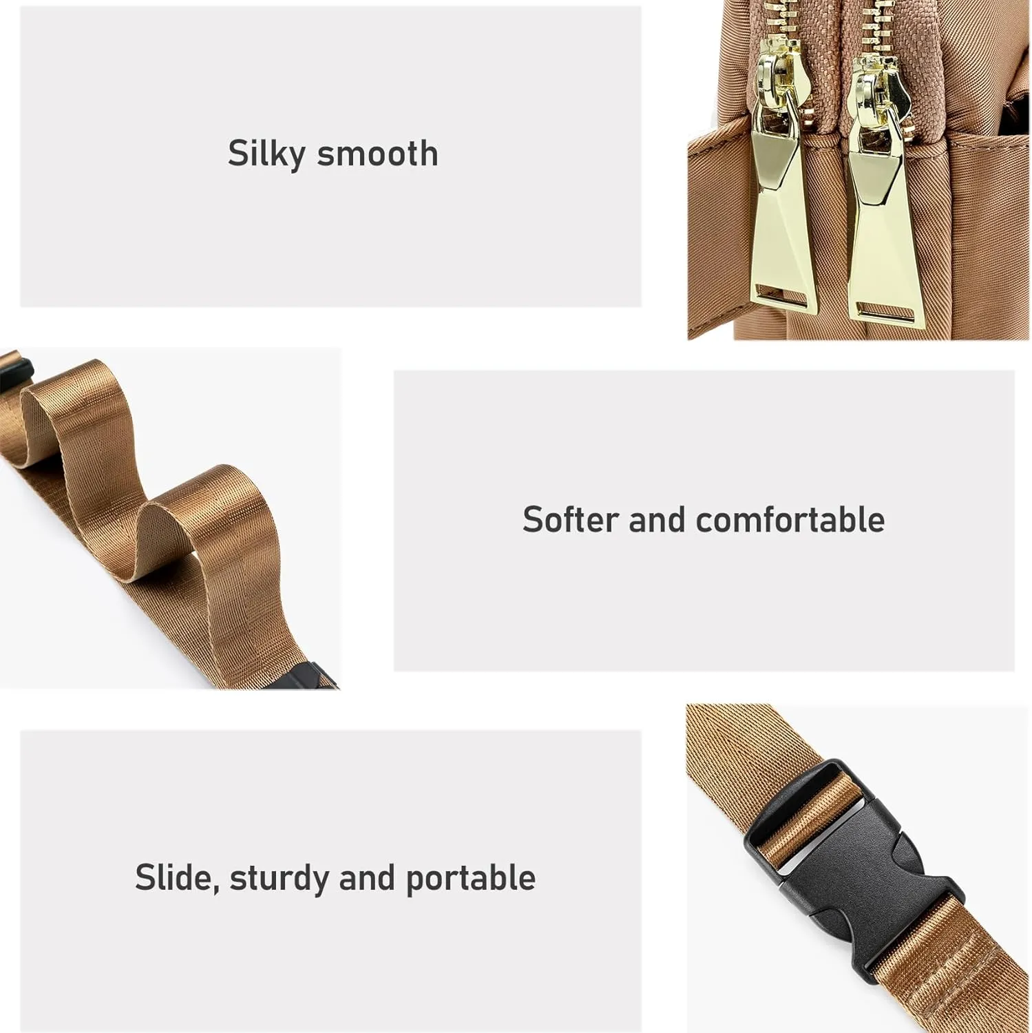 ZORFIN Fanny Packs for Women Men: Crossbody Belt Bag with Adjustable Strap - Fashion Waist Packs for Workout Running Traveling Hiking Brown