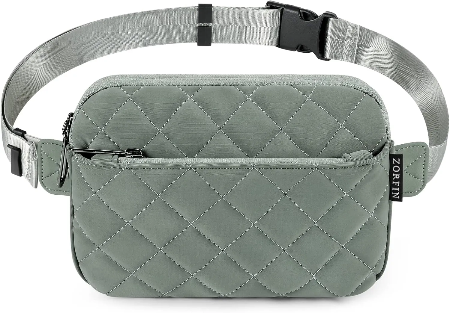 ZORFIN Fanny Packs for Women Men: Crossbody Belt Bag with Adjustable Strap - Fashion Waist Packs for Workout Running Traveling Hiking Light Gray