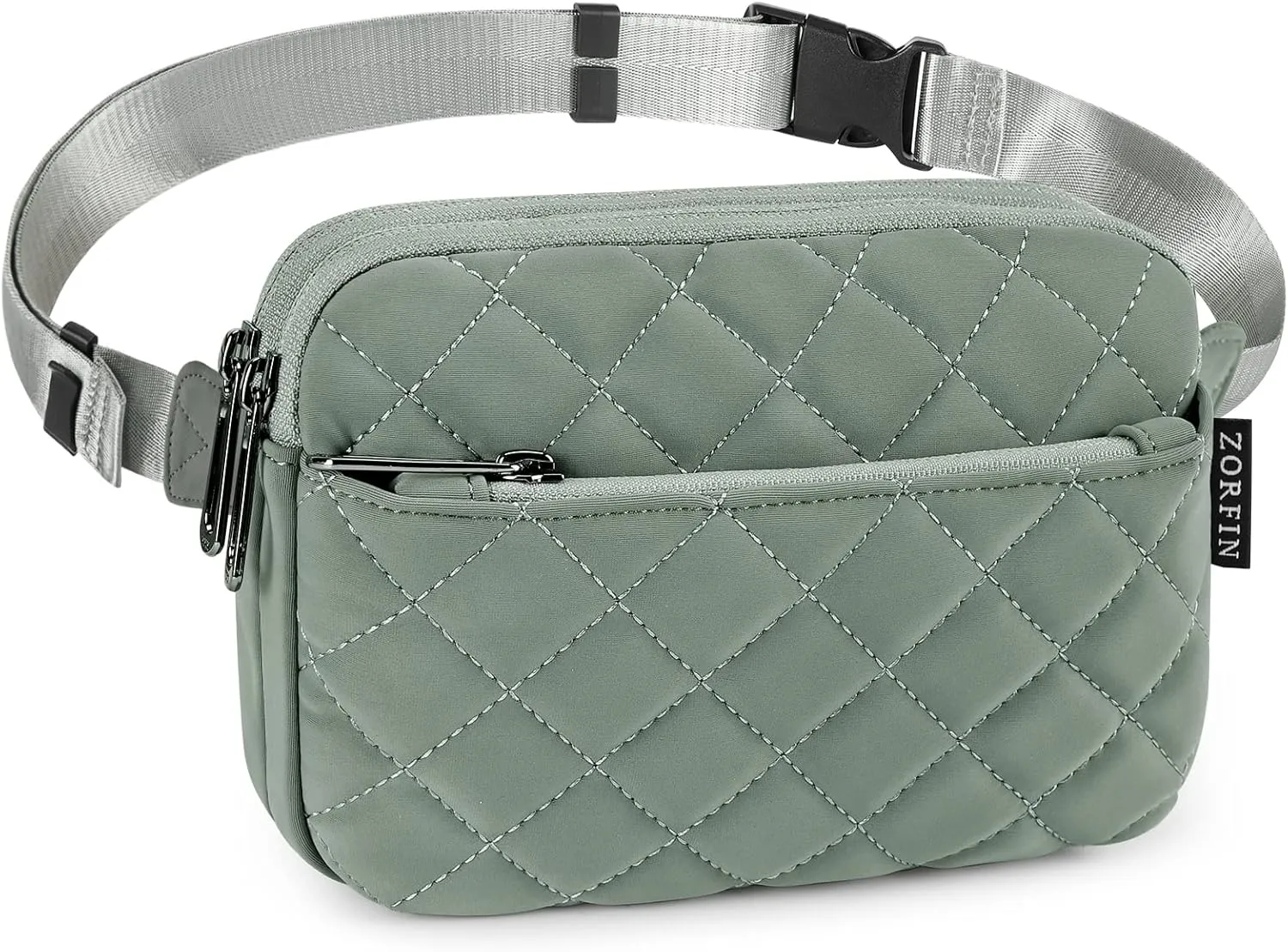 ZORFIN Fanny Packs for Women Men: Crossbody Belt Bag with Adjustable Strap - Fashion Waist Packs for Workout Running Traveling Hiking Light Gray