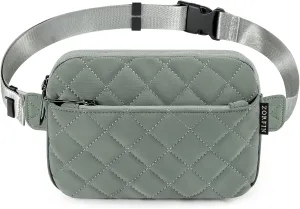 ZORFIN Fanny Packs for Women Men: Crossbody Belt Bag with Adjustable Strap - Fashion Waist Packs for Workout Running Traveling Hiking Light Gray