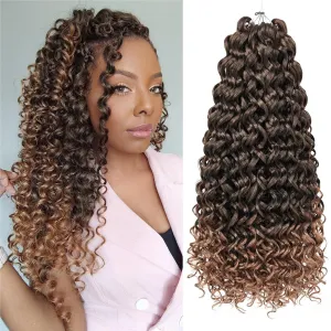 ZRQ GoGo Curl Crochet Hair 18 Inch Long Curly Crochet Hair for Women,8 Packs Beach Curl Water Wave Deep Twist Crochet Braids Hair Extensions(18 Inch, T30)