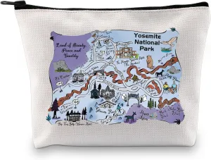 Zuo Bao Yosemite Map Cosmetic Bag Yosemite Lovers Gift Yosemite National Park Yosemite California Adventure Lover Gift Yosemite Falls (Yosemite)